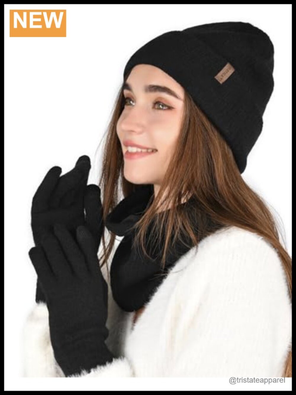 FURTALK Winter Hat Scarf Gloves Set Knitted Beanie Touchscreen Gloves Neck